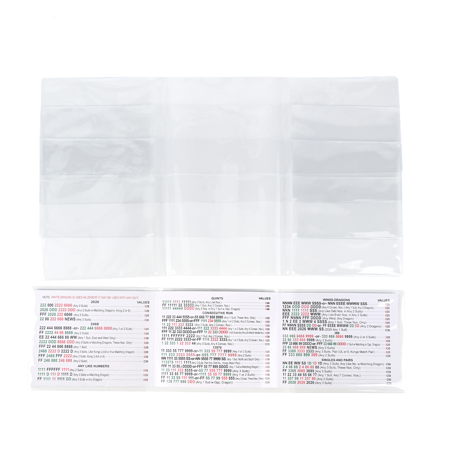 American Mahjong Rule Card Sleeves product view 1